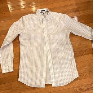 Banana Republic White with burgundy  Dot design Shirt